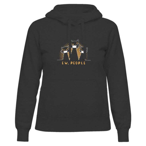 γυναικείο μαύρο φούτερ κουκούλα με στάμπα ew people