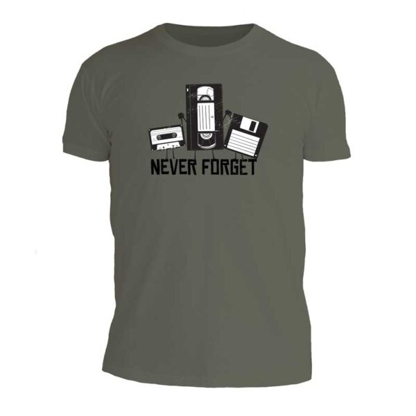 t-shirt ανδρικό χακι με στάμπα never forget