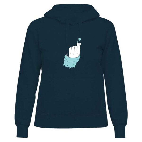 γυναικείο french navy φούτερ κουκούλα με στάμπα χέρι καρδιά μπροστά 10