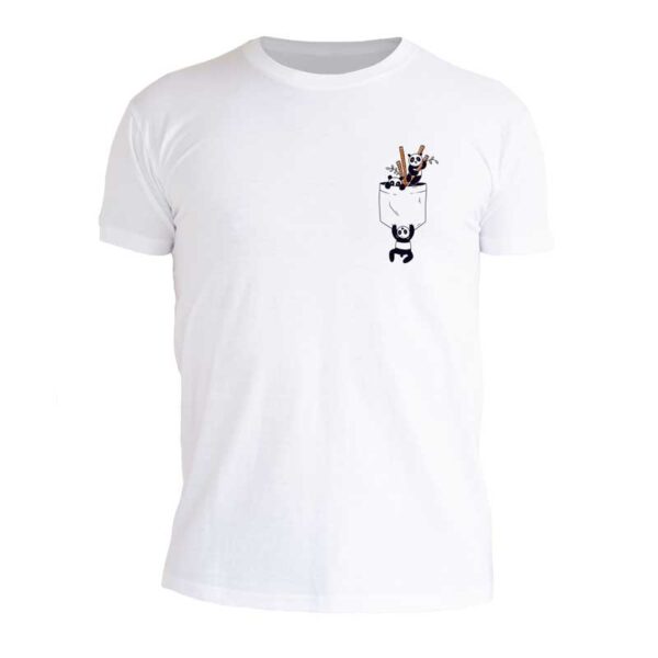 λευκό ανδρικό t-shirt με στάμπα pocket panda
