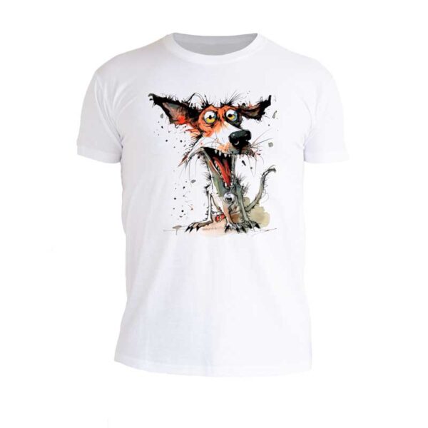 ανδρικό λευκό t-shirt με στάμπα crazy dog