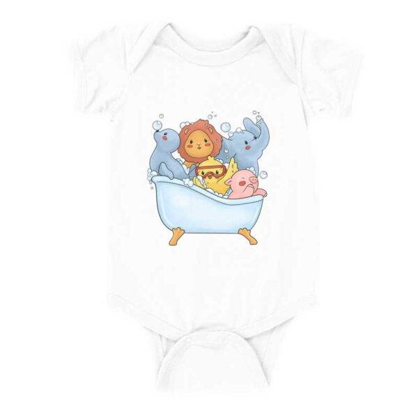 λευκό παιδικό φορμάκι με στάμπα animals in bathtab