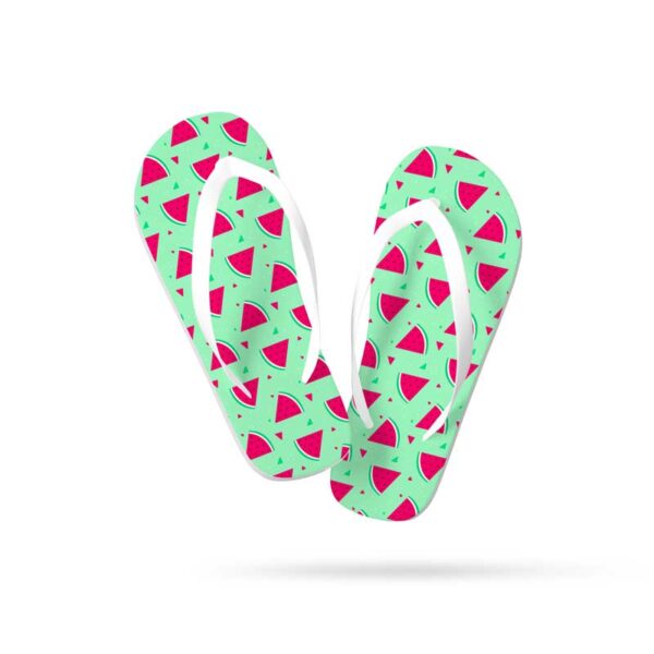 σαγιονάρα με στάμπα φέτες καρπούζι λευκό λουρί & σόλα