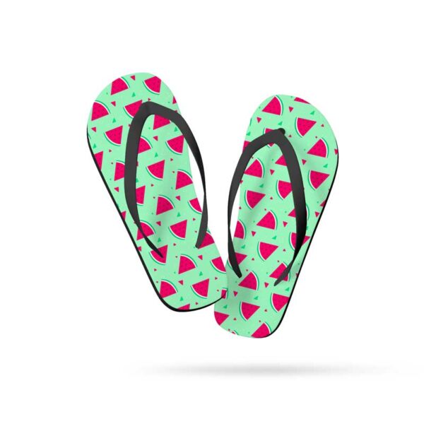 σαγιονάρα με στάμπα φέτες καρπούζι μαύρο λουρί & σόλα