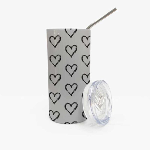thermal tumbler ποτήρι θερμός καρδιές 480ml με καλαμάκι 01