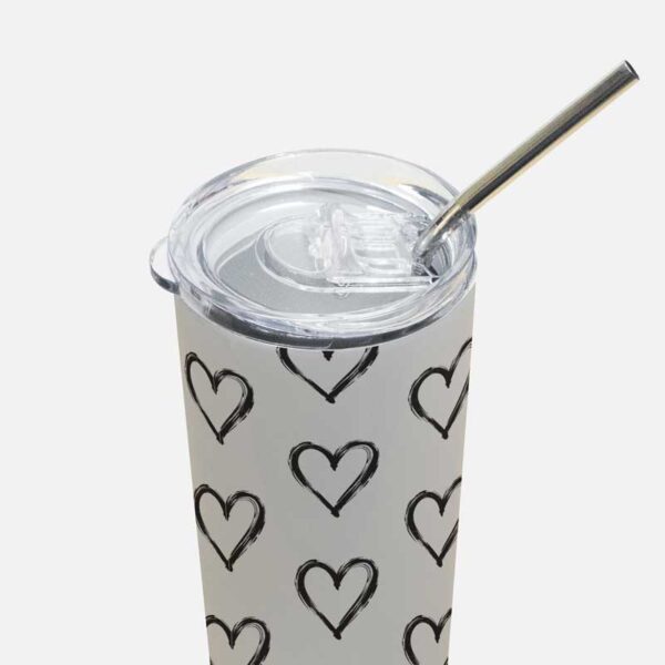 thermal tumbler ποτήρι θερμός καρδιές 480ml με καλαμάκι 04